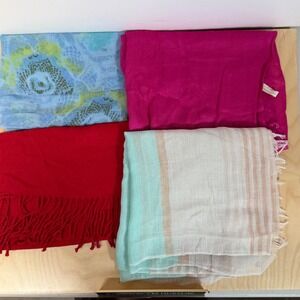Scarves Lot - Collection Eighteen, Blue Red Pink Striped‎ Women's Accessory